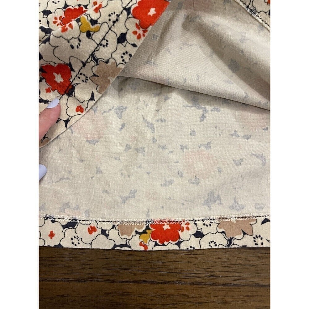 LOFT Mini Cotton Skirt Beige & Red Ditsy Floral, red and tan size 8 - Picture 7 of 14